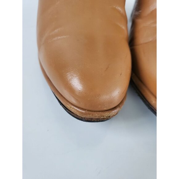 Opening Ceremony Leather Ankle Boots Caramel Brown Bootie Size 37.5 US 6.5 Shoes - Picture 9 of 15